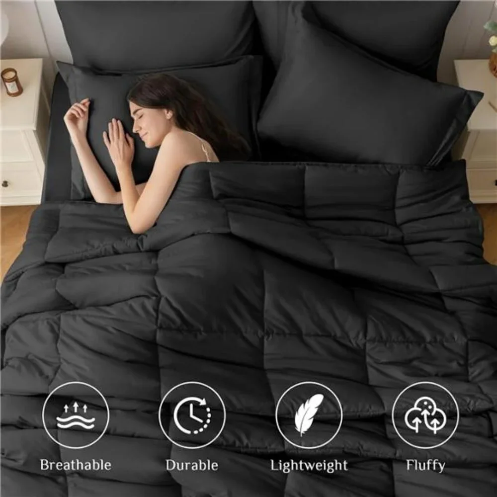 Queen Comforter Set, Ultra-Soft Bed in a Bag Queen Size 7 Pieces, Oeko-TEX